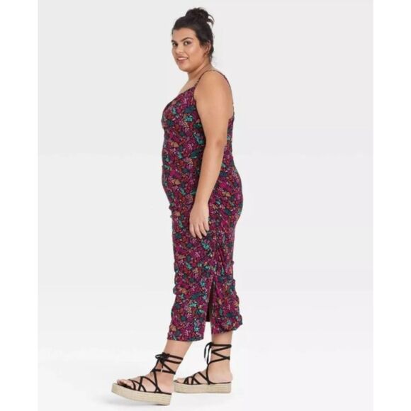 NWT NEW Plus Sz 3X Stretchy Adjustable Straps Lined Midi Sun Dress AVA & VIV - Picture 2 of 7